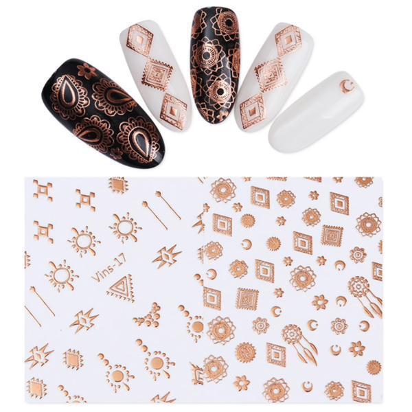 1 Sheet Rose Gold 3D Nail Art Sticker Set #41137-Nail Art-Universal Nail Supplies