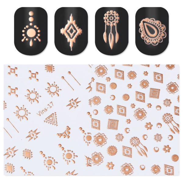 1 Sheet Rose Gold 3D Nail Art Sticker Set #41137-Nail Art-Universal Nail Supplies