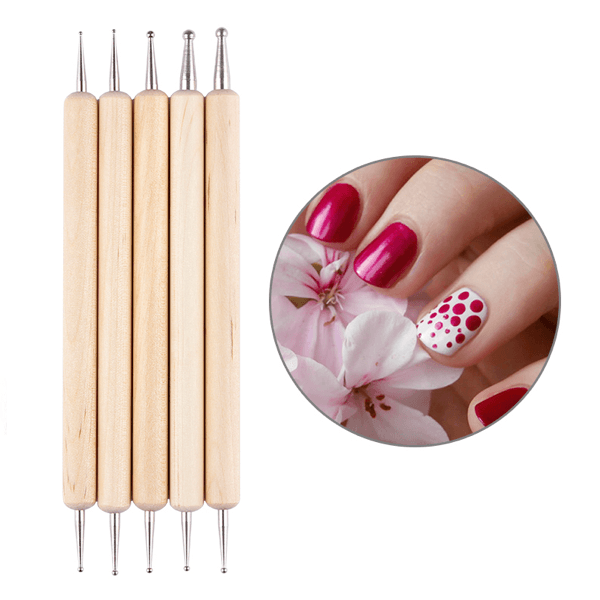2 Way Wooden Dotting Pen Set of 5 #14198-Gel Nail Polish-Universal Nail Supplies