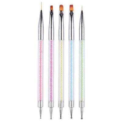 Born Pretty - 5 Pcs Dual Ended Nail Dotting Liner Brush Set #41672-Nail Tools-Universal Nail Supplies