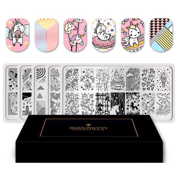 Born Pretty - 5 pcs Unicorn Nail Stamping Plate #42567-Gel Nail Polish-Universal Nail Supplies