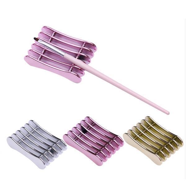 Born Pretty - Five Grid Metallic Brush Rack Stand #41385-Nail Tools-Universal Nail Supplies