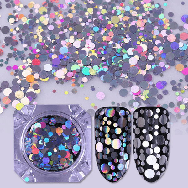 Born Pretty - Nail Art Flakes Silver Circles Set of 2 #39819-2 + #39819-3-Gel Nail Polish-Universal Nail Supplies