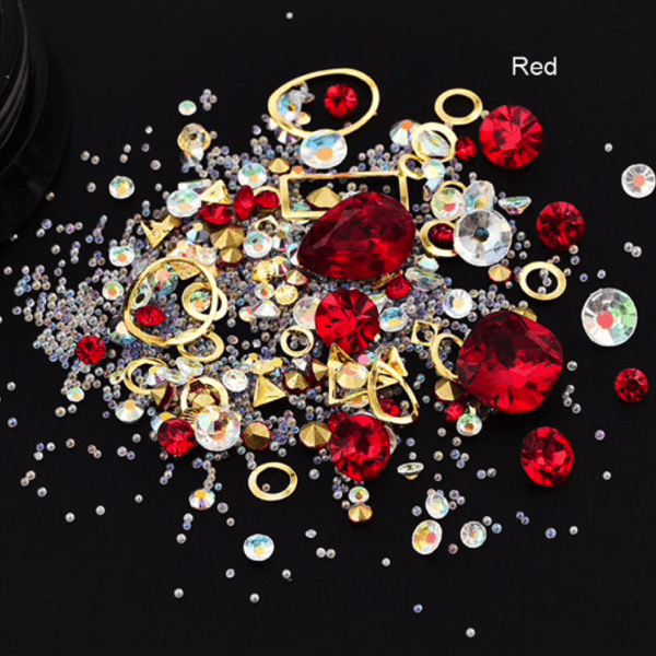 Born Pretty - Nail Rhinestone Mix Red Jewelry #42046-1-Nail Art-Universal Nail Supplies