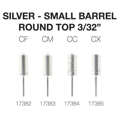 Cre8tion Nail Drill Tip - 2 Way Carbide 3/32" Silver Small Barrel Round Top-Nail Tools-Universal Nail Supplies