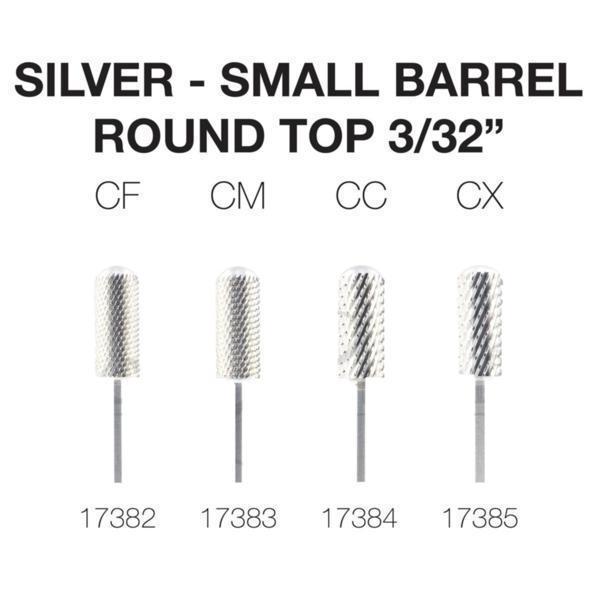 Cre8tion Nail Drill Tip - 2 Way Carbide 3/32" Silver Small Barrel Round Top-Nail Tools-Universal Nail Supplies