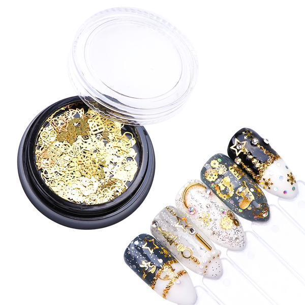 Full Beauty - 1 Bottle 3D Gold Metal Nail Art Decoration Christmas Themed-Nail Art-Universal Nail Supplies