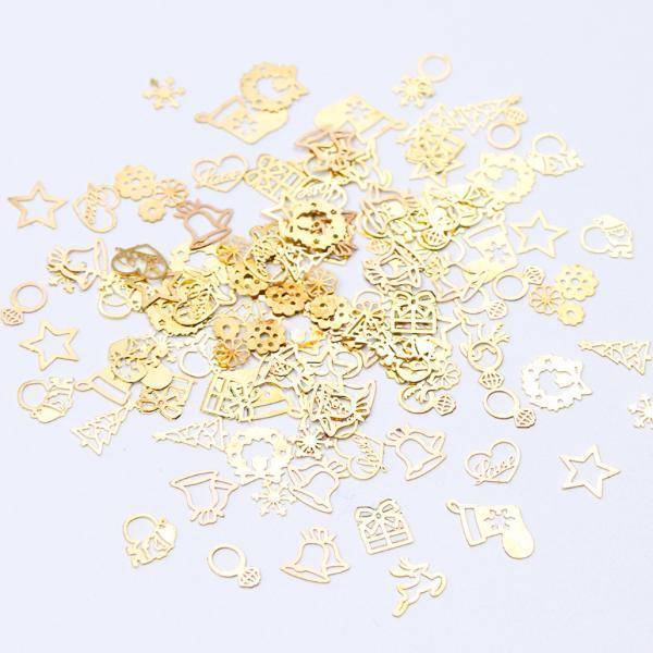 Full Beauty - 1 Bottle 3D Gold Metal Nail Art Decoration Christmas Themed-Nail Art-Universal Nail Supplies