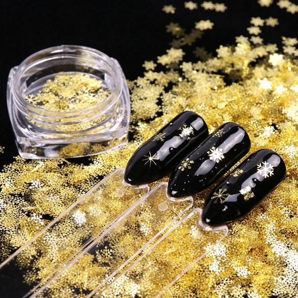 Full Beauty - 3D Gold Metal Nail Art Decoration Snowflakes-Nail Art-Universal Nail Supplies