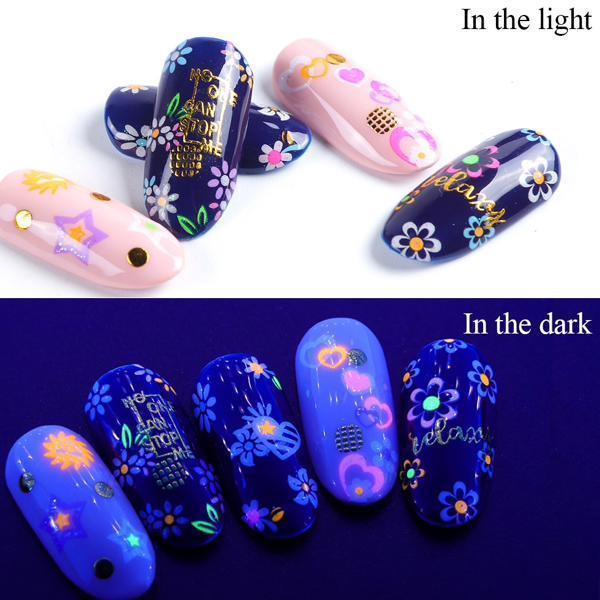 Full Beauty - Glow In The Dark 3D Sticker Nail Art Designs 24 pcs-Nail Art-Universal Nail Supplies