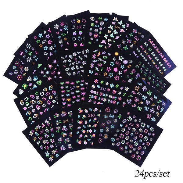 Full Beauty - Glow In The Dark 3D Sticker Nail Art Designs 24 pcs-Nail Art-Universal Nail Supplies