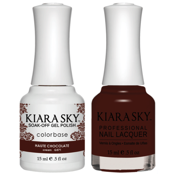 Kiara Sky Gel + Matching Lacquer - Haute Chocolate #571-Gel Nail Polish-Universal Nail Supplies