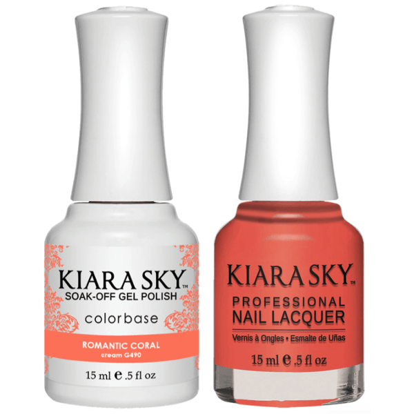 Kiara Sky Gel + Matching Lacquer - Romantic Coral #490-Gel Nail Polish-Universal Nail Supplies