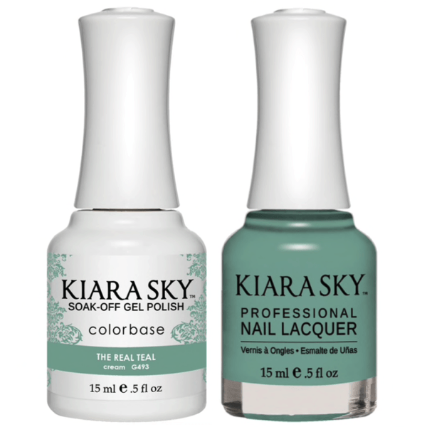 Kiara Sky Gel + Matching Lacquer - The Real Teal #493-Gel Nail Polish-Universal Nail Supplies