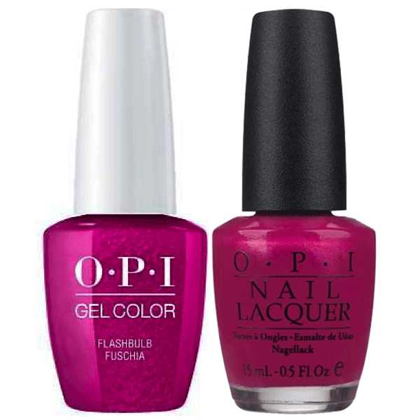 OPI GelColor + Matching Lacquer Flashbulb Fuchsia #B31-Gel Nail Polish + Lacquer-Universal Nail Supplies
