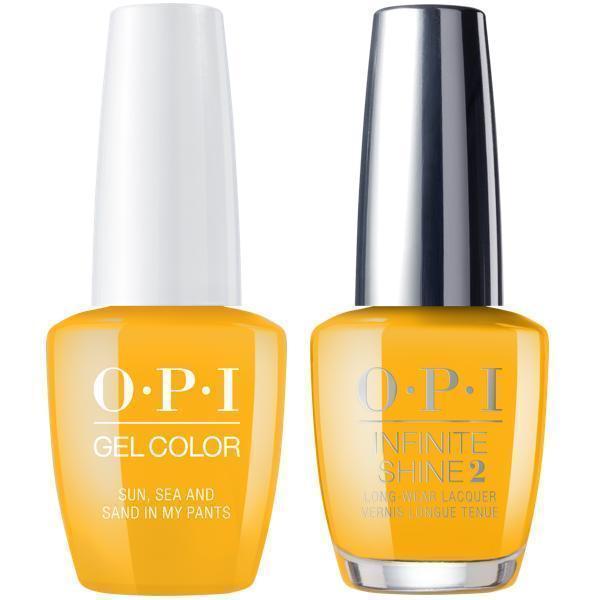 OPI GelColor Sun, Sea And Sand In My Pants #L23 + Infinite Shine #L23