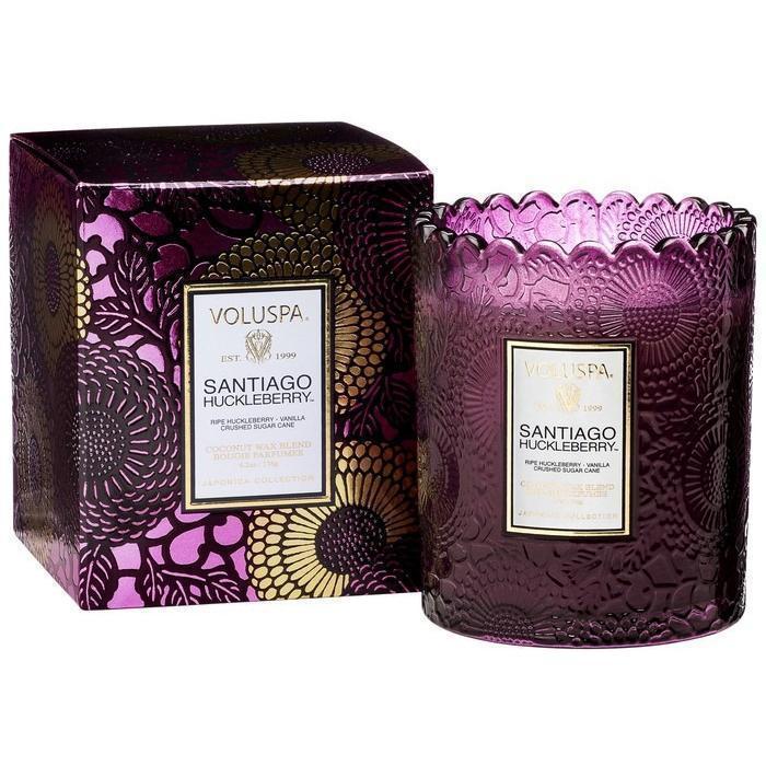 Voluspa Santiago Huckleberry Scalloped Edge Candle-Candles-Universal Nail Supplies